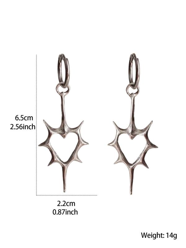 Summer Hollow Out Heart Thorn Dangle Earrings, Fashion Jewelry for Party, Daily Clothing Decor, Trendy All-match & Exquisite Jewelry for Birthday Gift