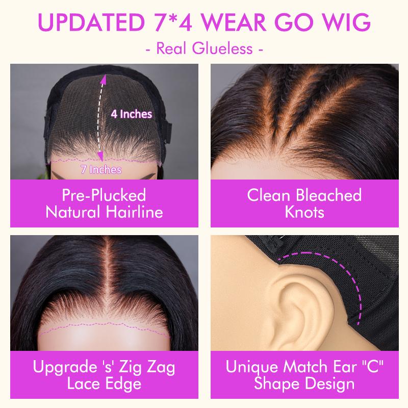 Wigfever Water Wave Wear Go Glueless 7*4 Pre-Plucked HD Lace Front Human Hair Wig