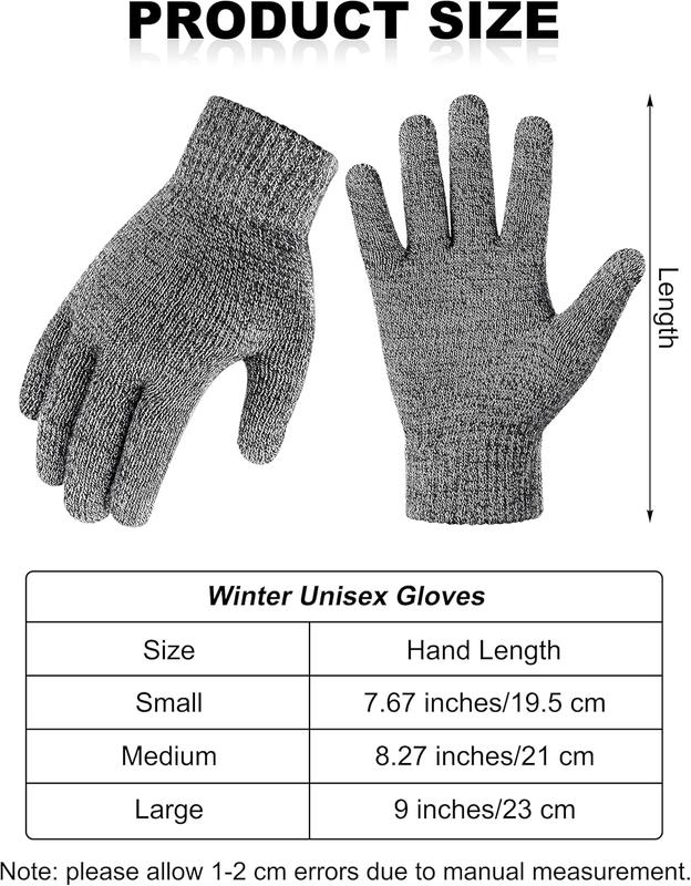 4 Pairs Winter Magic Gloves Thicken Knitted Warm Gloves Stretchy Full Fingers Unisex Gloves for Men Women