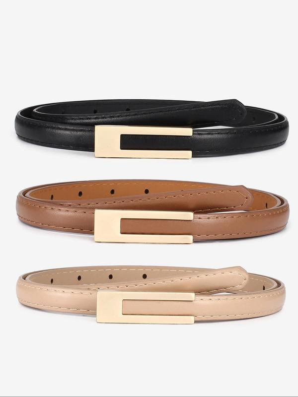 Women's Fashionable Solid Color Skinny Belt, Casual Waistband for Jeans Pants, Trendy All-match & Exquisite Belt for Birthday Gift