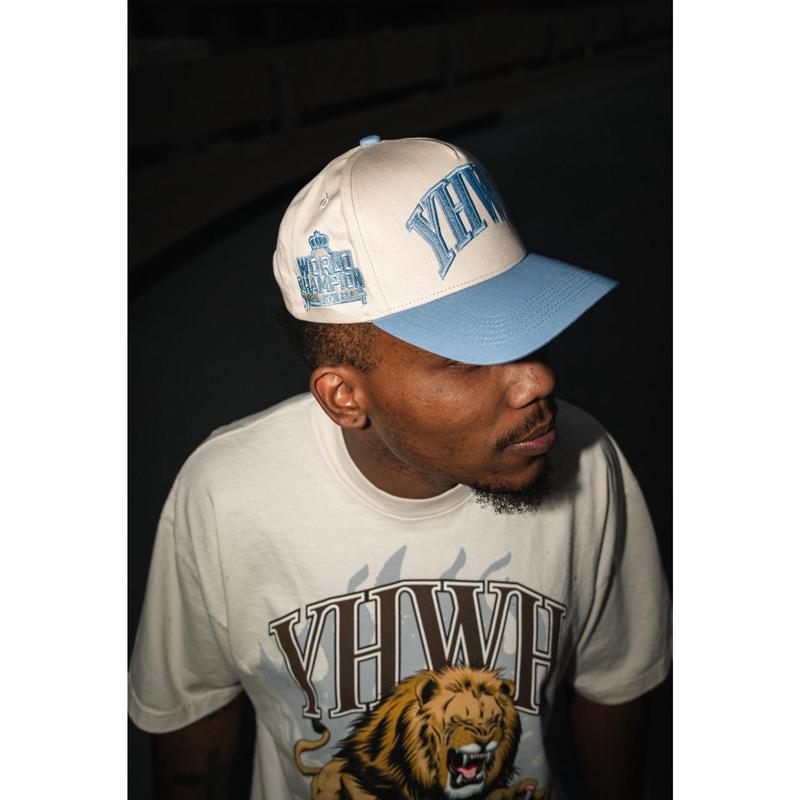 ‘YHWH’ Structured SnapBack - Cream Baby Blue