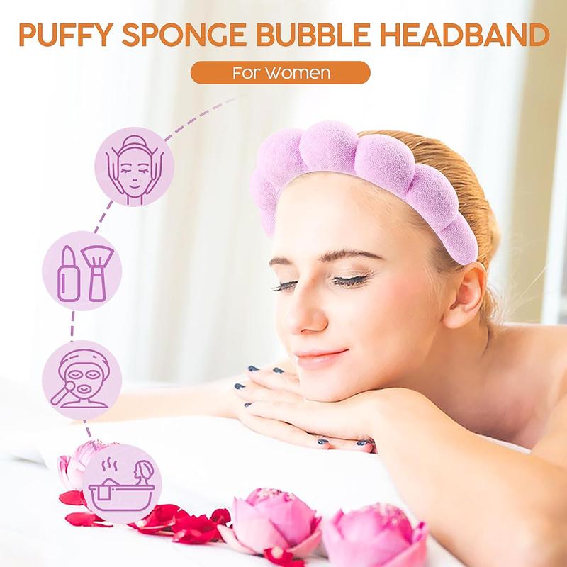 Face Wash Headband, Bubble Skincare Set Spa Must Haves For Women, Makeup Skin Care Hair Accessories, Puffy Grwm Get Ready Hair Band, Self Care Gifts