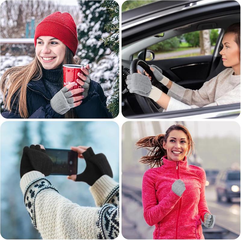 Winter Fingerless Gloves for Women,  Gloves Thermal Insulation Warm Convertible Mittens Flap Cover for Men Women