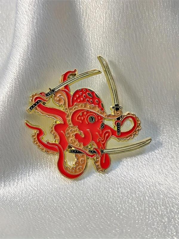 Cute Octopus Design Brooch, Fashionable Animal Themed Alloy Badge for Women & Men, Enamel Pin Suitable for Backpacks, Jeans, Scarves, Hats Decoration