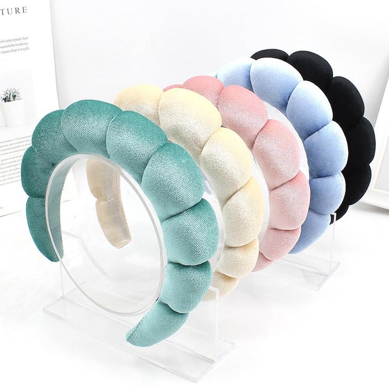 Spa Headbands for Washing Face or Makeup, Sponge Bubble Skincare Headbands, Puffy Terry Cloth Hairband for Women, Skin Care Makeup Headwear Hair Accessories for Girls