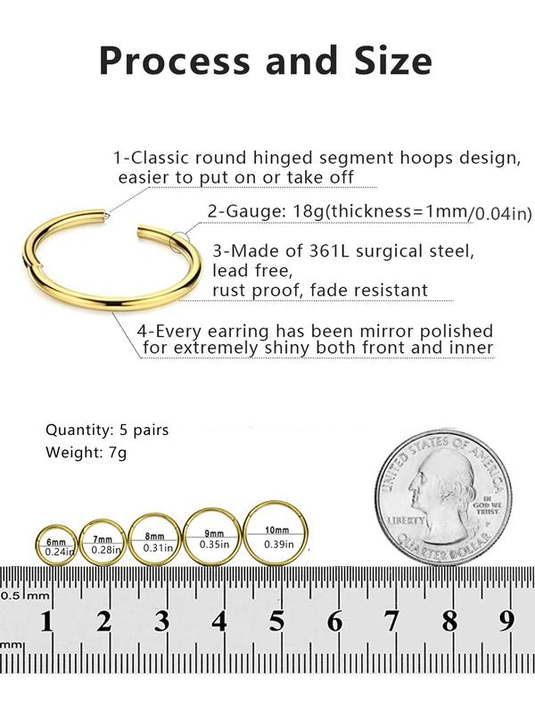 Women's Cute Trendy Hoop Earrings, Simple Style Plain Color Luxury Earrings for Clothing Decor, Trendy All-match & Exquisite Piercing Jewelry for Gift for Fall 2024