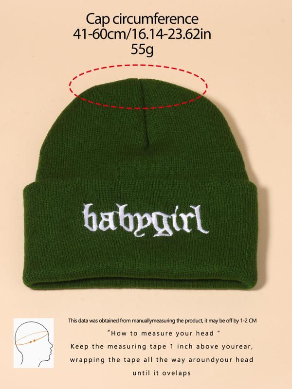 Hip Hop Letter Embroidery Graphic Beanies Hats for Men & Women, Casual Winter Outdoor Sports Y2k Fitted Cool Hat, New Trendy Solid Color Knit Top Tier Hat, Streetwear Clothing Accessory