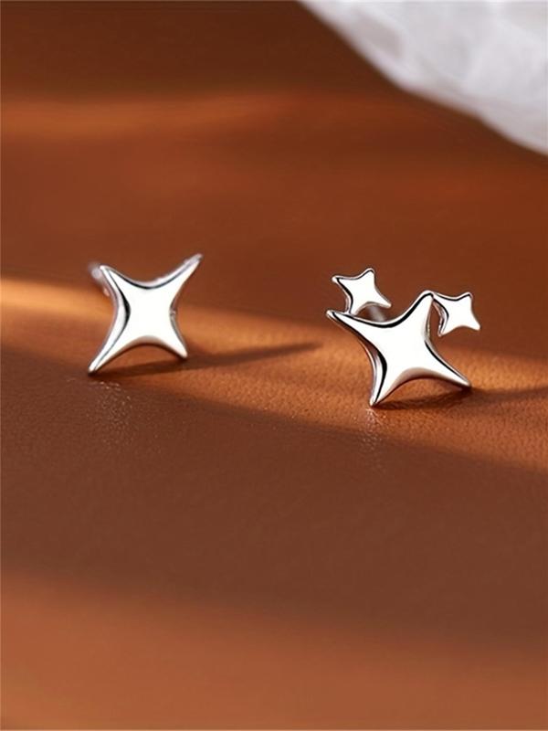 1 Pair Women's Creative Asymmetrical Mini Star Shaped Stud Earrings, Casual All-match Jewelry for Girls Gift, Female Classic Fashion Accessories for Daily Wear