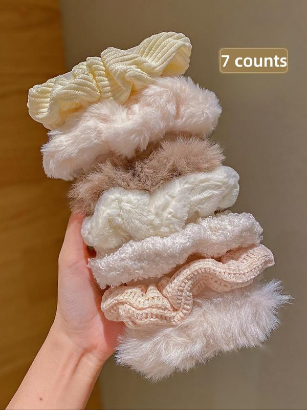 Solid Color Hair Tie Set, Cute Hair Accessories for Women & Girls, Minimalist Headwear Suitable for Thick Hair, Fashion Hair Accessories for Party, Daily Clothing Decor
