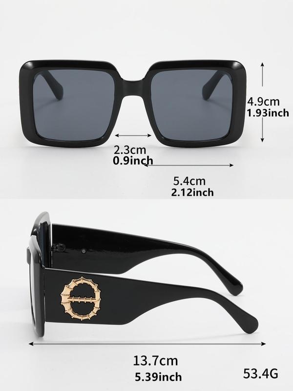 Simple Square Frame Tinted Lens Sunglasses for Women & Men, Trendy Fashionable Large Size Sunglasses, Versatile Sunglasses for Everyday Use, Travel Cool Female Male Glasses Accessory