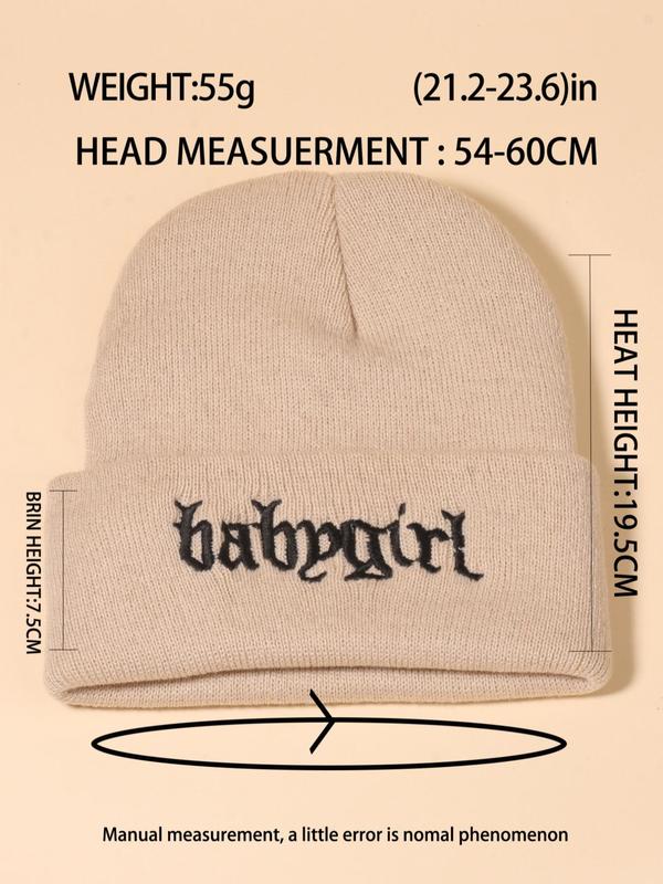 Hip Hop Letter Embroidery Graphic Beanies Hats for Men & Women, Casual Winter Outdoor Sports Y2k Fitted Cool Hat, New Trendy Solid Color Knit Top Tier Hat, Streetwear Clothing Accessory