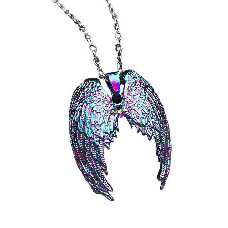 GTHIC Stainless Steel Angel Wings Pendant for Men Women Gothic Mother's Day Gifts