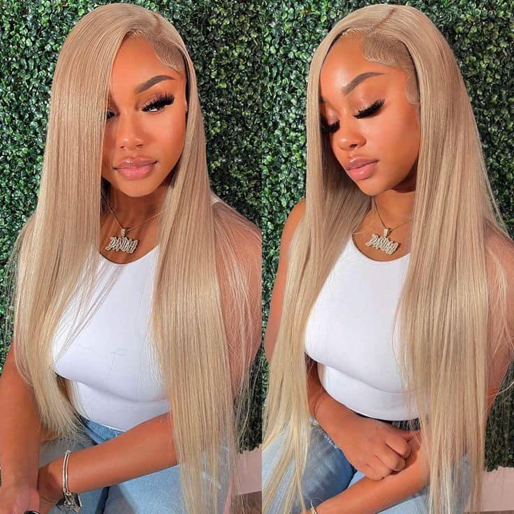 Megalook Milk Tea Light Flaxen Brown Lace Front Wig Human Hair 13x4 6x5 Glueless Wigs Human Hair Straight Body Wave Hair HD Lace Frontal Wig