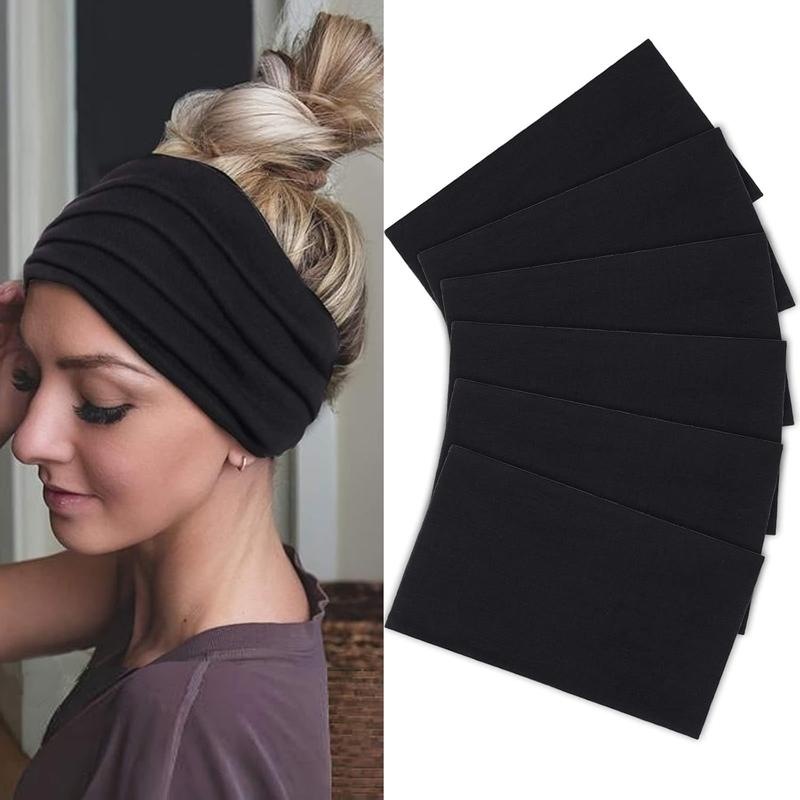 6 Pack Wide Turban Headbands for Women - Large Boho  Wraps,  Workout Stretch Non-slip Soft Elastic Hair Bands