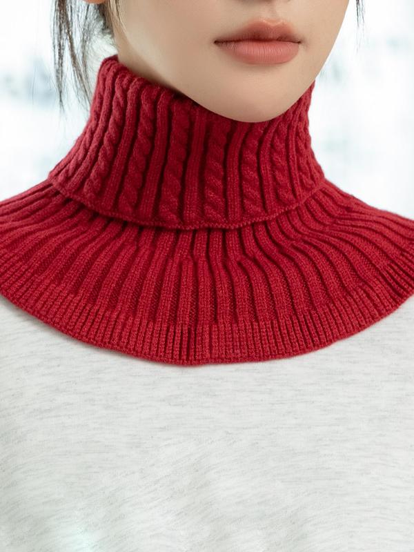 Women's Solid Color Turtle Neck Knit Scarf, Casual Braided Warm Thickened High Neck Scarf for Fall & Winter, Fashion Accessories for Women & Girls