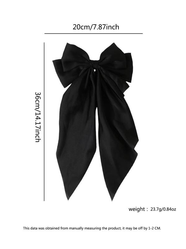 Solid Color Bow Decor Hair Clip, Cute Hair Accessories for Women & Girls, Minimalist Headwear Suitable for Thick Hair