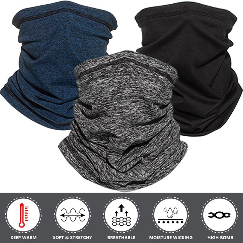 4 3 1 Pack Neck Warmer Fleece Windproof Neck Gaiter Snood for Men Women Face Tube Scarf Headwear