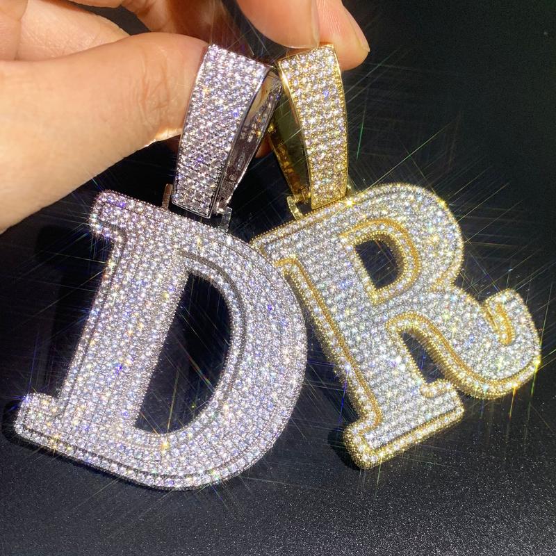 ICE WATER Large Letter zirconia Pendant For DIY Hip Hop Couple