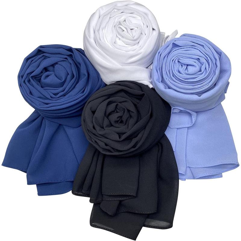 4 Count Women Soft Chiffon Scarves Shawl Long Scarf Wrap Scarves.