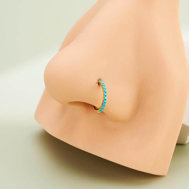 Oufer 20G Turquoise Hinged Segment Nose Ring