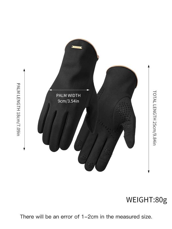 Men's Solid Color Cut Out Patched Design Gloves, Casual Touch Screen Thermal Gloves for Outdoor Cycling, Fashion Accessories for Men