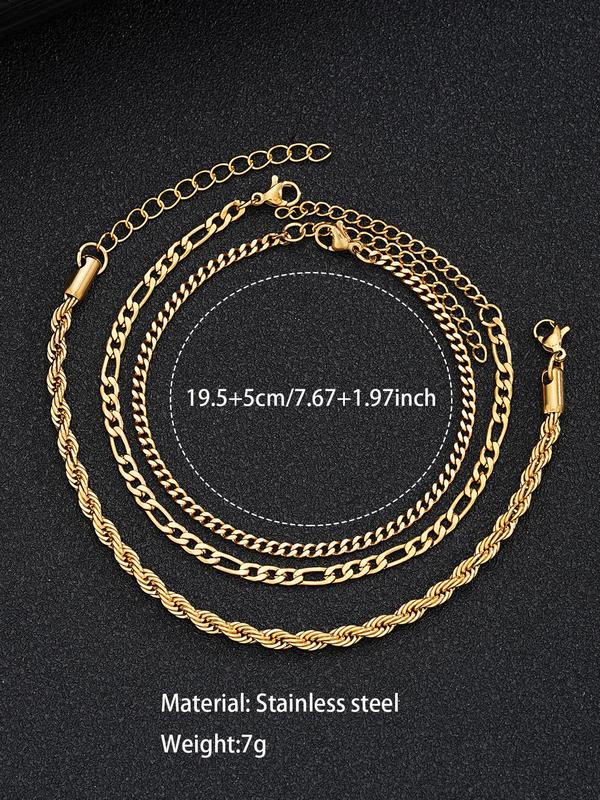 Men's Casual Punk Style Chain Bracelet,  Fashion Accessories for Party, Daily Clothing Decor, Trendy All-match & Exquisite Jewelry for Birthday Gift