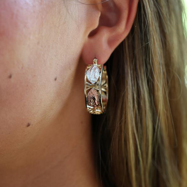 Virgin Mary Guadalupe Hoop Earrings