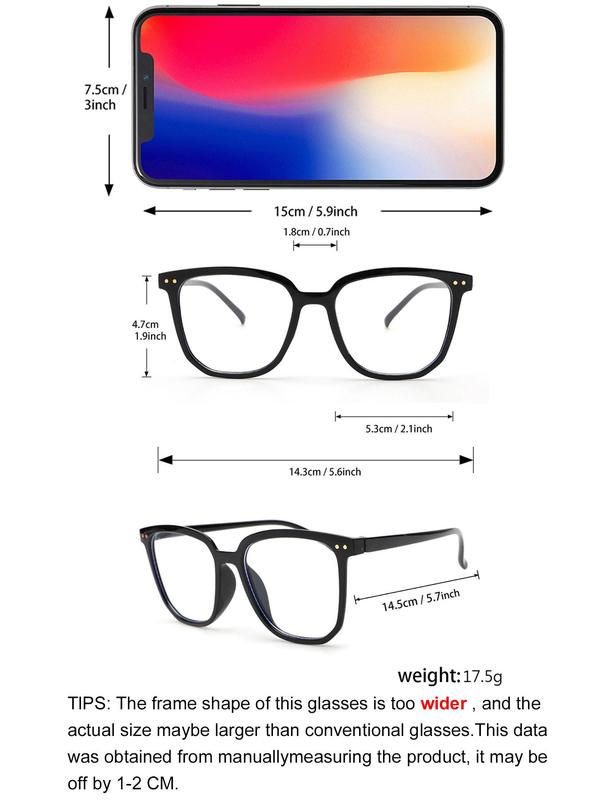 Simple Eyeglasses for Everyday Use (1 Pair), Basic Square Frame Fashion Eyeglasses, Fashion Eyeglasses for Daily Wear, Perfect for Student for Daily Use