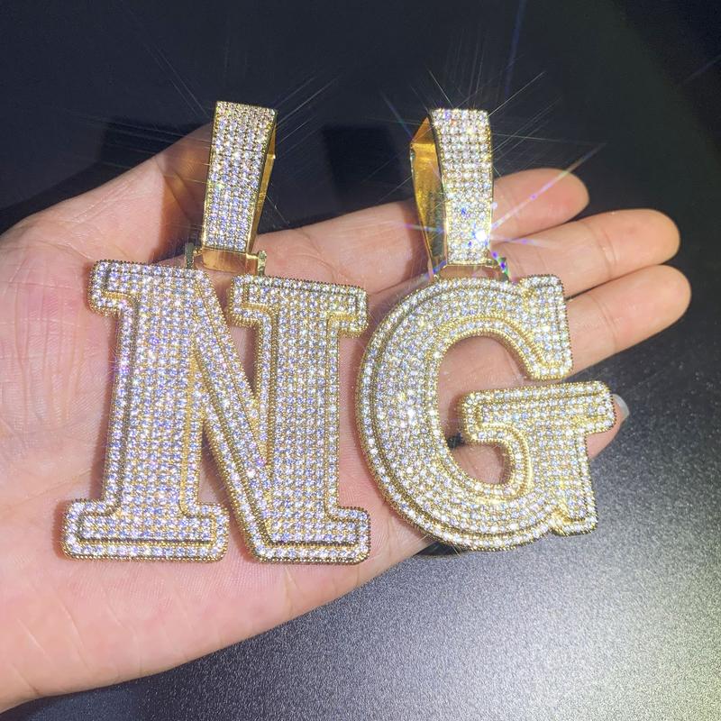 ICE WATER Large Letter zirconia Pendant For DIY Hip Hop Couple