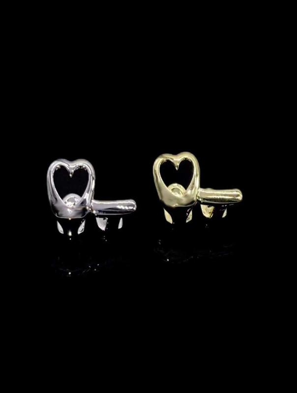 Hollow Heart Base Slot Hollow Silver Side Edge Tooth Jewelry Niche Design Hip Hop Women Tooth Jewelry Music Festival Holiday Gift