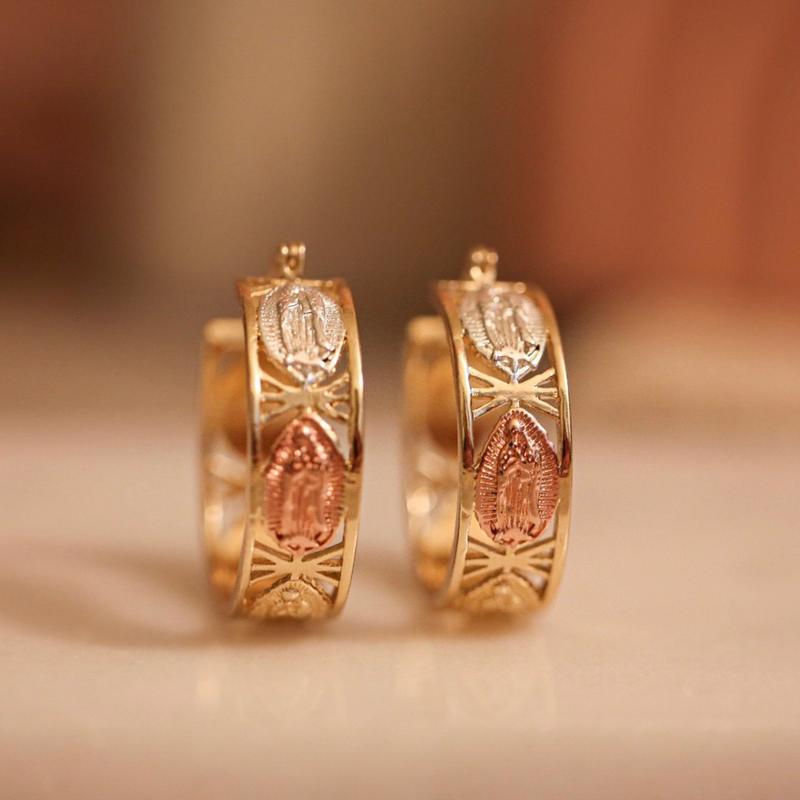 Virgin Mary Guadalupe Hoop Earrings