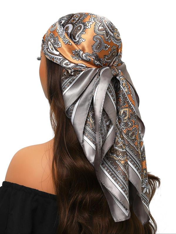 Boho Style Paisley Print Square Scarf, Fashionable Soft Comfortable Scarf for Women & Men, Casual Versatile Scarf for Daily Wear