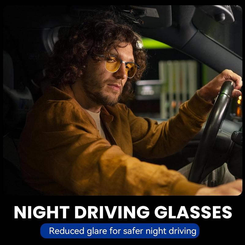 Night Driving Glasses for Men Women Anti Glare Night Vision Glasses with Polarized Yellow Lens for Night