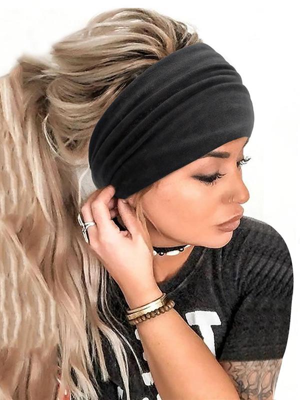Women's Cute Colorblock Wide Elastic Hair Band, Vintage 2024 New Trendy Hair Band for Girls, Fashionable Versatile Hair Accessories for Daily Use