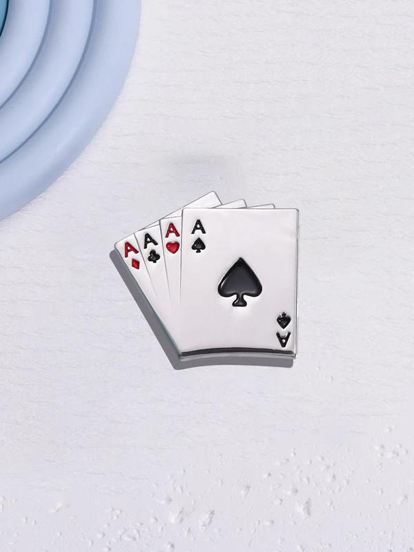 Playing Cards Poker Cards Design Brooch, Fashion Funny Brooch for Party, Daily Clothing Decor, Trendy All-match & Exquisite Brooch for Birthday Gift