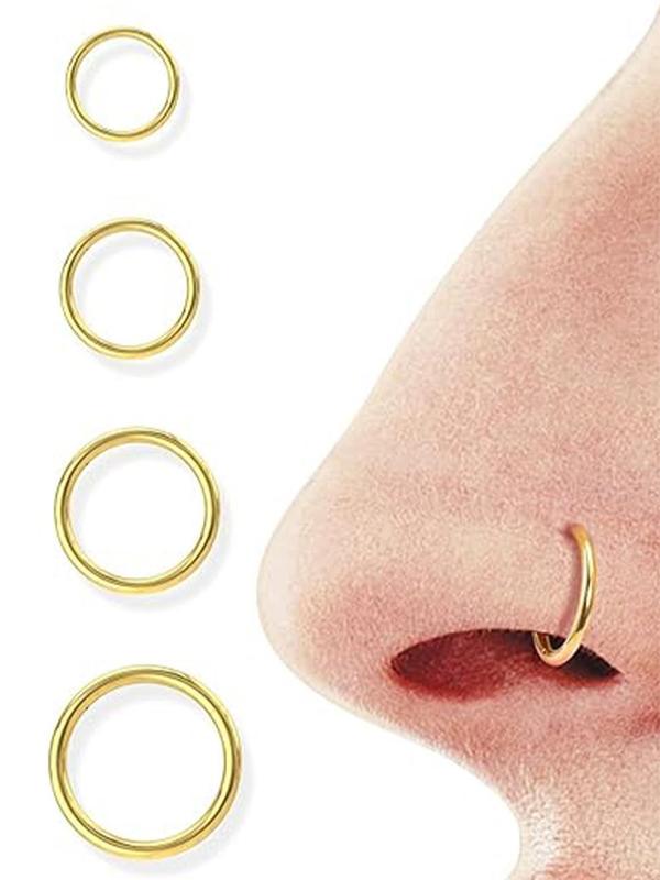 Stainless Steel Nose Rings, Ear Cartilage Earrings, Lip Rings, 4 Counts Fashionable Body Piercing Jewelry for Men & Women for Party, Daily Decor, Trendy All-match & Exquisite Jewelry for Birthday Gift