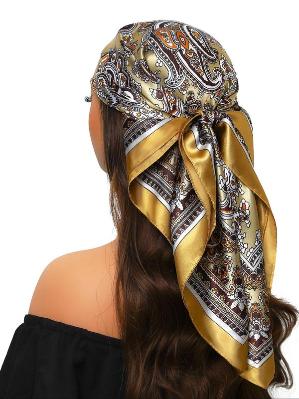 Boho Style Paisley Print Square Scarf, Fashionable Soft Comfortable Scarf for Women & Men, Casual Versatile Scarf for Daily Wear