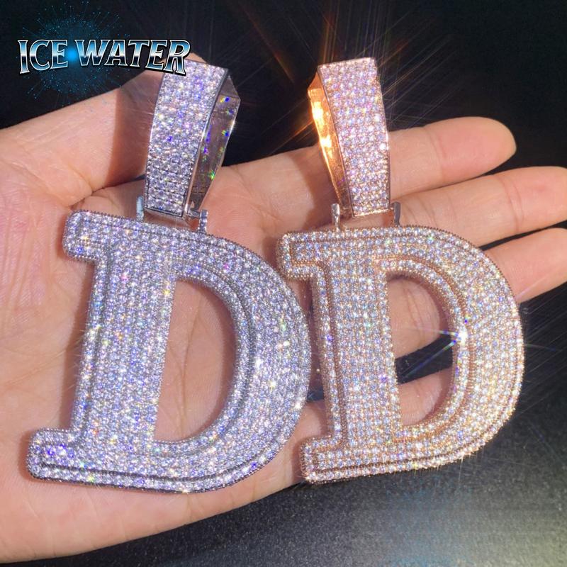 ICE WATER Large Letter zirconia Pendant For DIY Hip Hop Couple