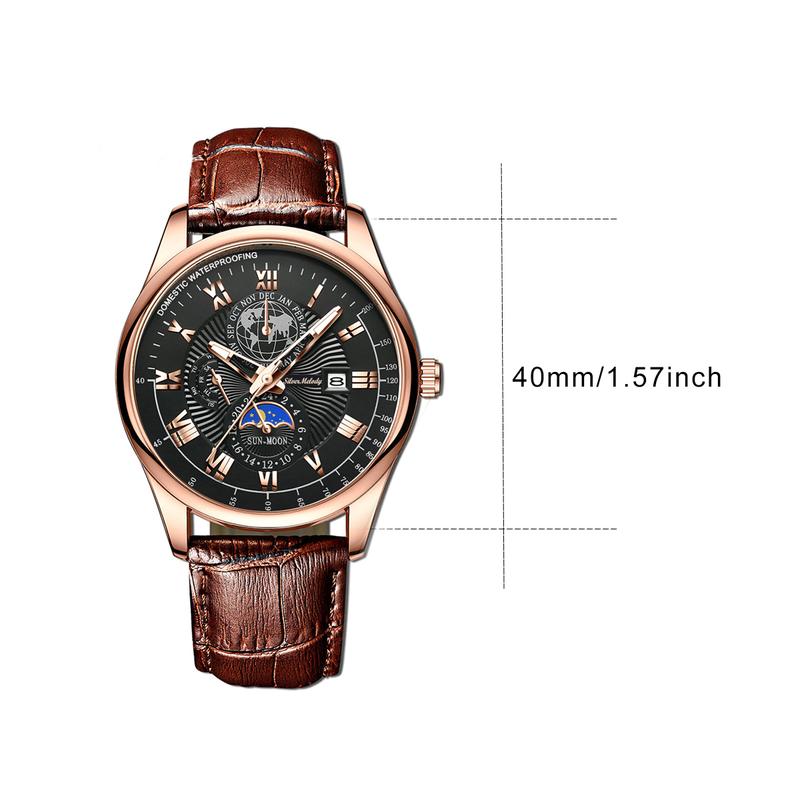 SMelody Sun Moon and Stars Business Leather Strap Men's Watch