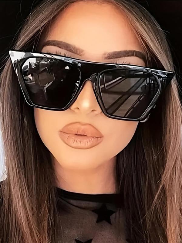 Unisex Large Cat Eye Fashion Sunglasses (1 Pair), Trendy Sunglasses for Summer Vacation Beach Travel, Fashion Accessories for Men & Women