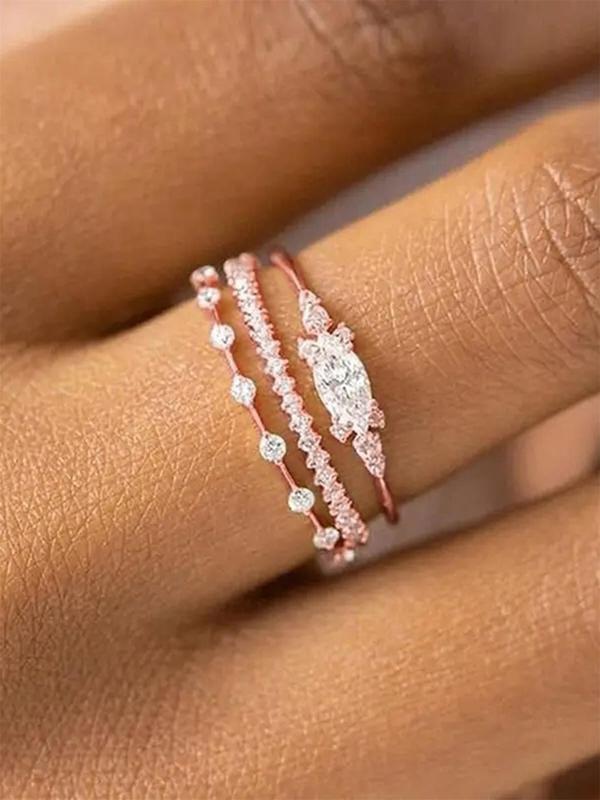 Fashion Rhinestone Decorated Ring, Elegant Promise Ring for Women, Casual Engagement Ring for Party, Daily Clothing Decor, Trendy All-match & Exquisite Jewelry for Birthday Gift