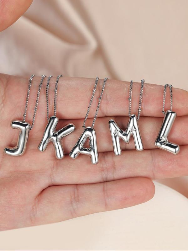 Summer Fashion Balloon Letter Charm Pendant Necklace, Fashion Bubble Alphabet Necklace for Party, Daily, Back To School, Trendy All-match & Exquisite Birthday Gift for Bestie