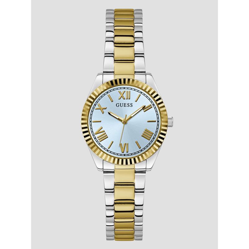 GUESS Female Two-Tone and Light Blue Analog Watch