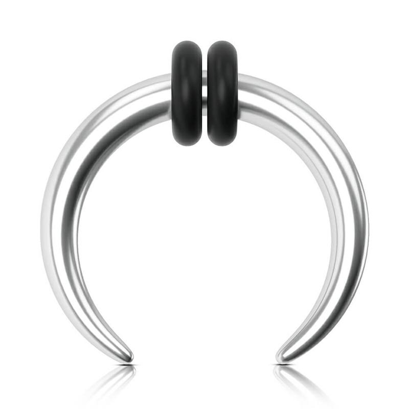 Oufer Stainless Steel Stretch Horseshoe Pincher Septum Earlobe Piercing Ring, Multiple Gauges, 16G 14G 12G 10G 8G, Inner Diameter 8mm 10mm, Unisex, Moon