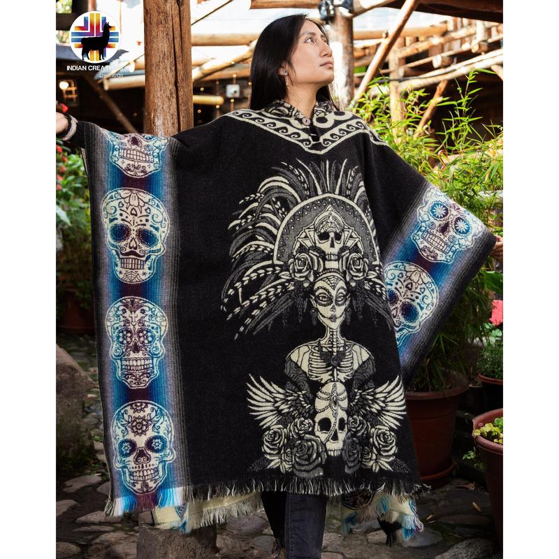 Aztec Goddess lll Alpaca Poncho