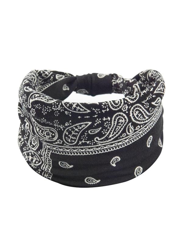 Paisley Print Knot Design Sports Hair Band, Breathable Elastic Hair Band for Women & Girls, Hair Accessories for Gym Workout Running