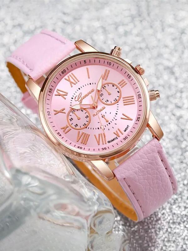 Women's Elegant Round Dial Quartz Watch & Rhinestone Decor Jewelry Set, without Box, Fashion Watch Set for Party Decor, Trendy Exquisite Watch Set for Birthday Gift