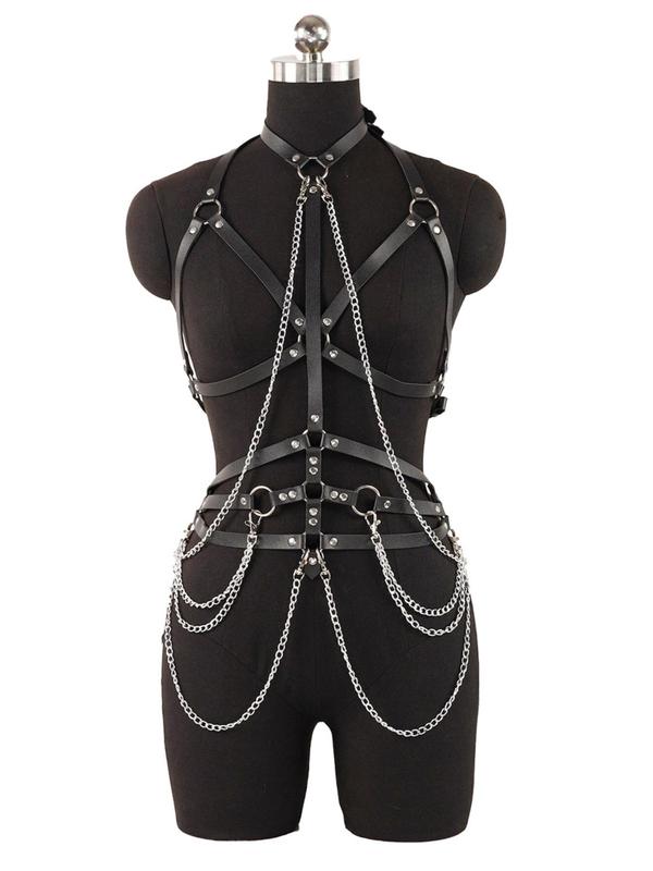 Women's Punk Style Chain Decor Harness Belts, Fashionable Gothic Style Belt for Party, Daily Clothing Decor, Trendy All-match & Exquisite Belt for Birthday Gift