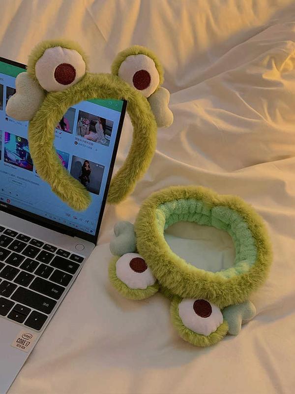 Cute Frog Design Plush Hair Hoop, 2024 New Style Fashionable Hair Accessories for Women & Girls, Lovely Hairwear for Daily Used Hairstyles Ideas