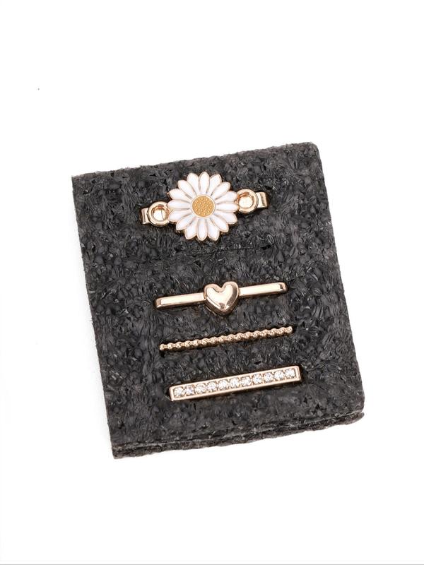 Flower & Heart Design Watch Band Charm Decoration Ring, Watch Band Accessories for Women & Girls, Watch Accessories for Birthday Gift（No strap）